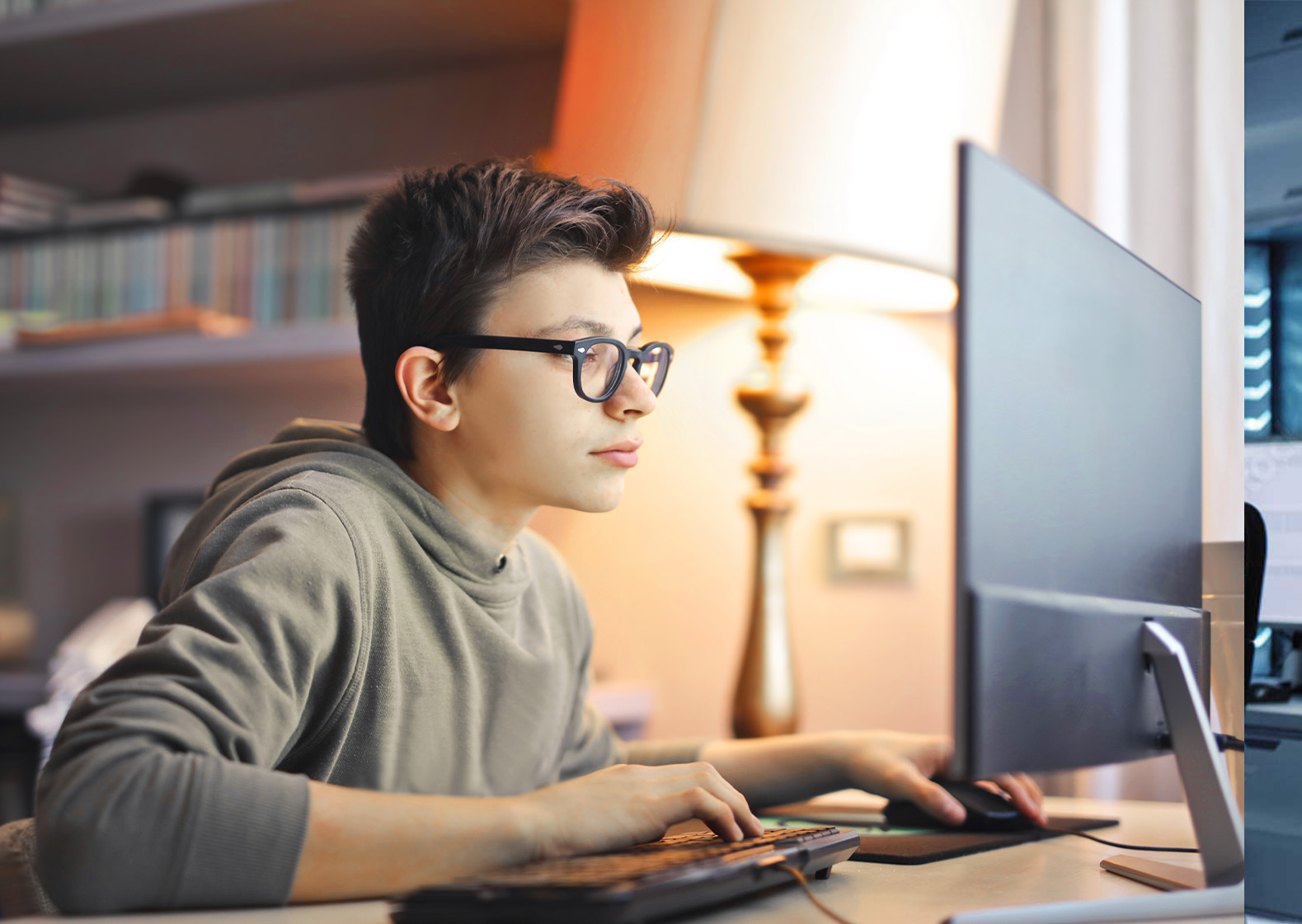 Employees working together at computer